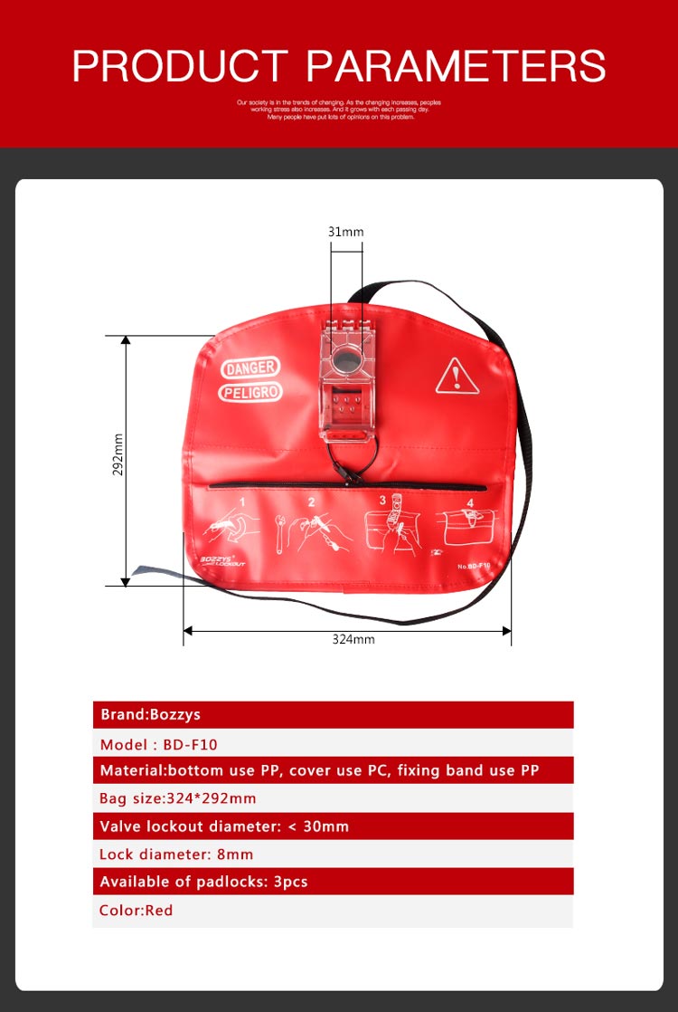 Bolsa de bloqueo de válvula con brida BD-F10 4